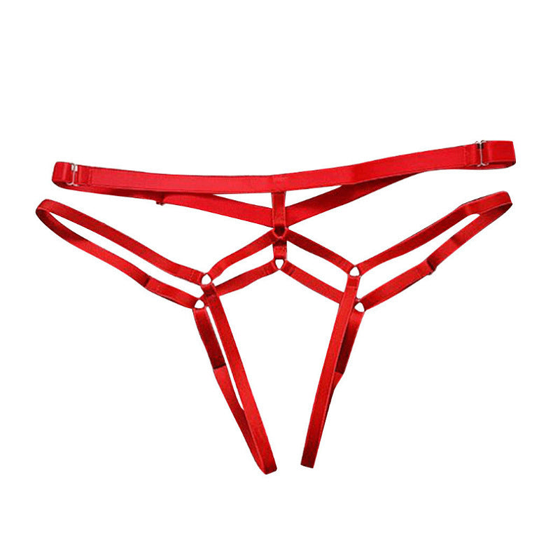 Plus Size Sexy Open Panties Transparent Buttocks Lace Up Thong For Women