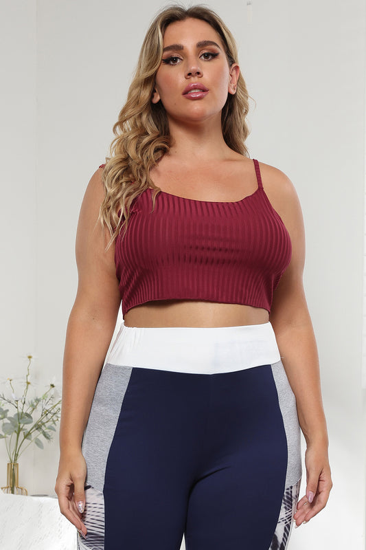 Plus Size Ribbed Spaghetti Strap Crop Top