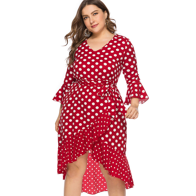 Summer new arrival Plus Size midi Dot dress 4XL 5XL 6XL woman fashion ladies bandage dress