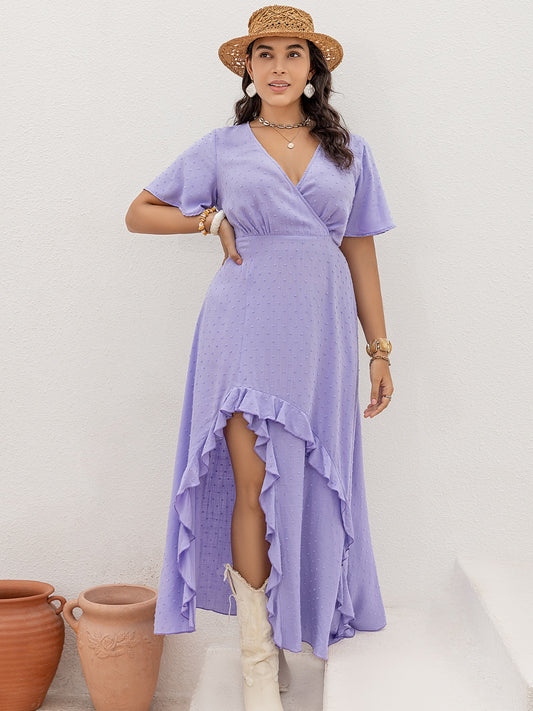 Plus Size High-Low Surplice Dress