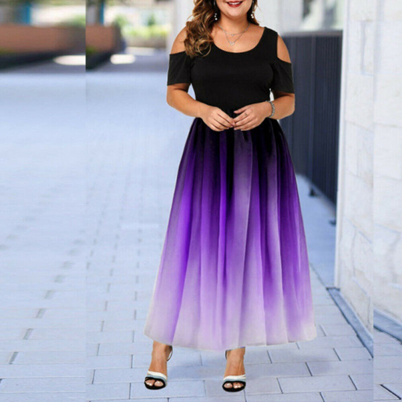 Party Dress Slim Fit Sexy Gradient Off Shoulder Plus Size Women Long Dress