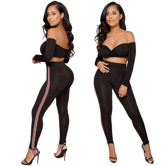 Sexy two piece set Short tube tops Pencil Pants Plus size women tracksuit womens two piece sets Fashion outfits