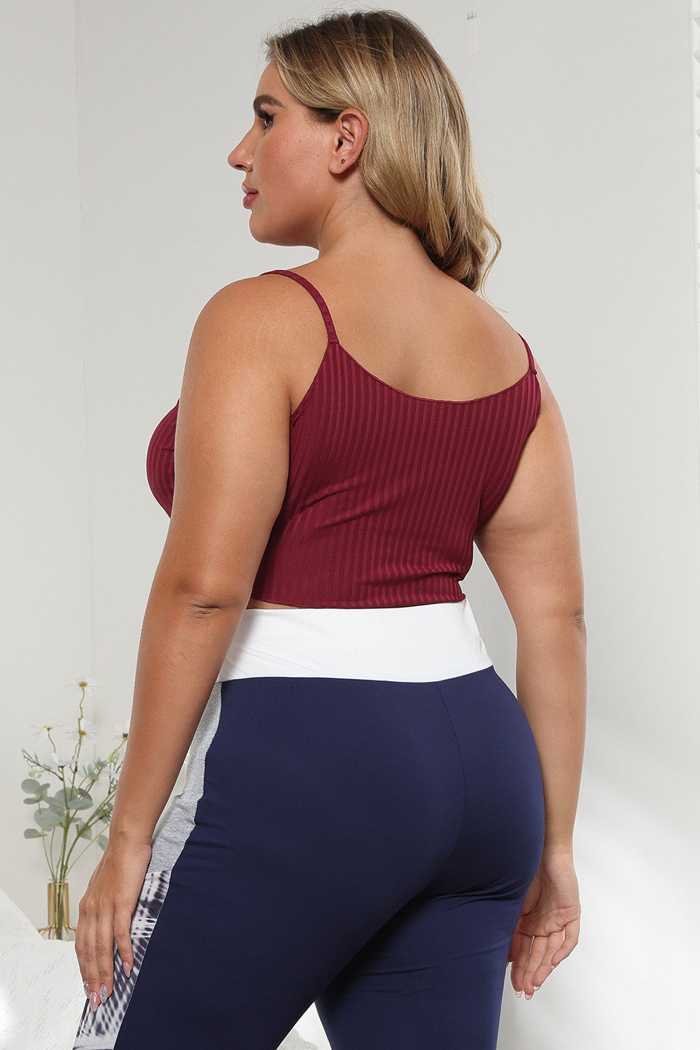 Plus Size Ribbed Spaghetti Strap Crop Top