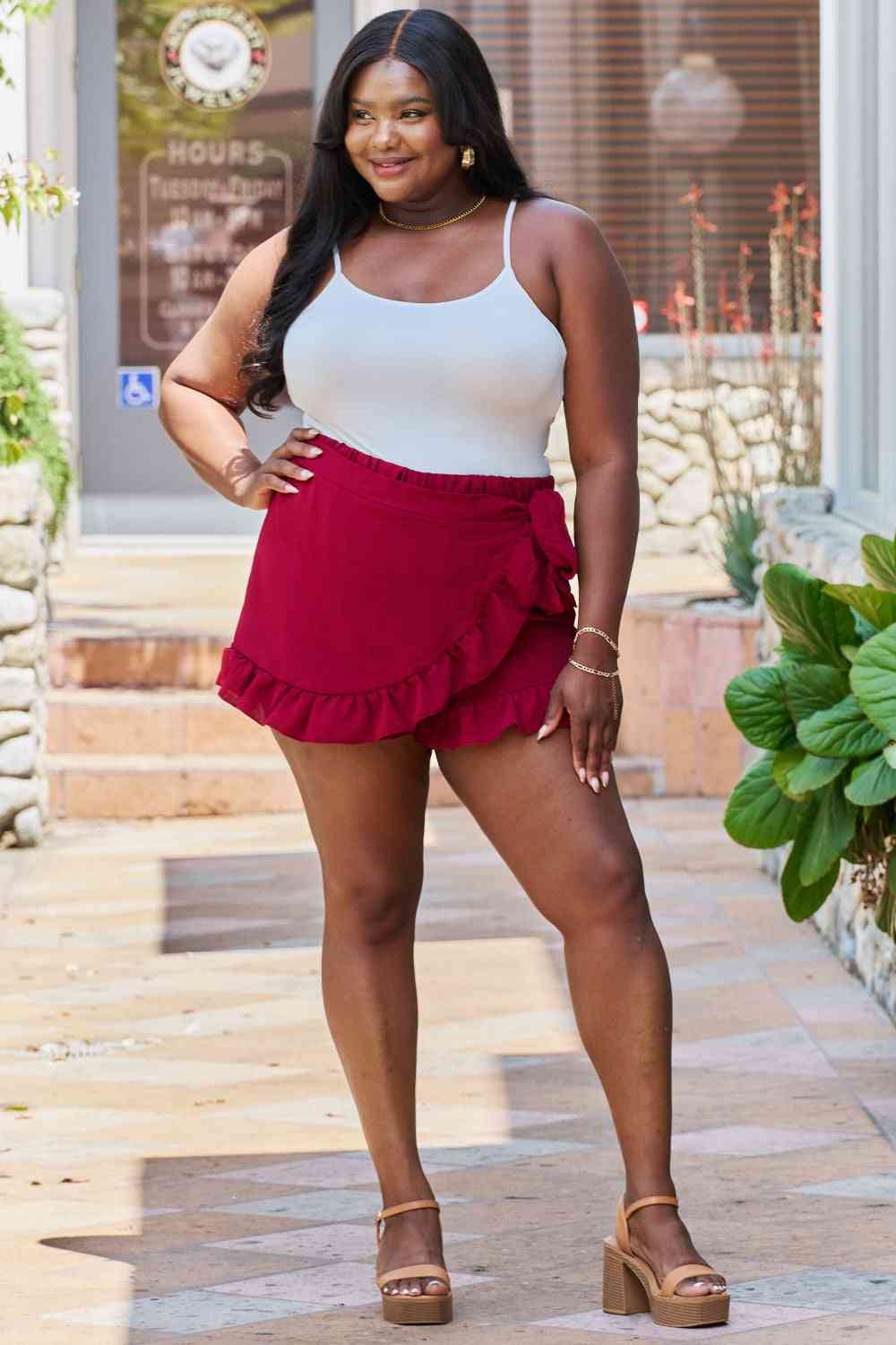 Plus Size Ruffled Hem Skort