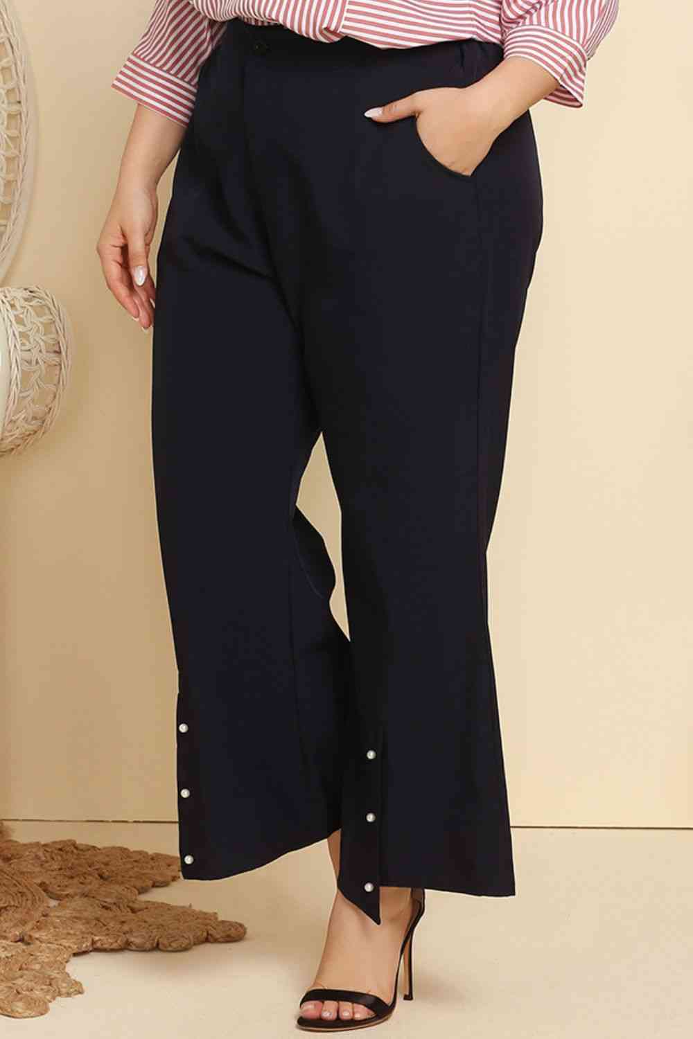 Plus Size Flare Hem Pants