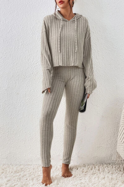 Dropped Shoulder Hooded Top and Pants Set