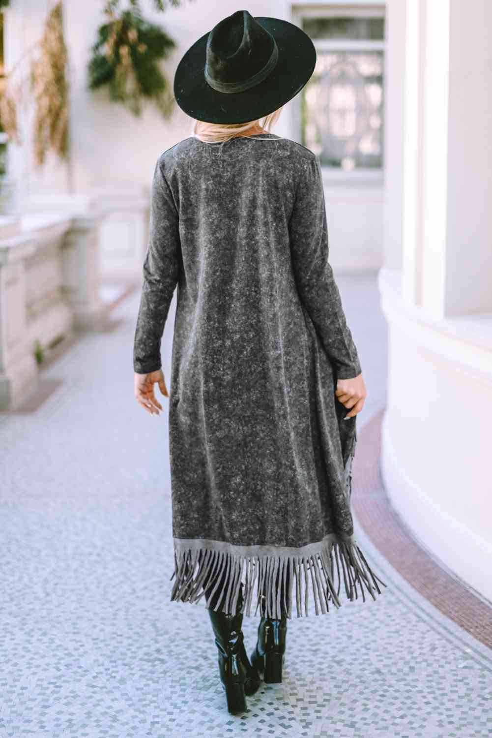 Fringe Detail Long Sleeve Cardigan