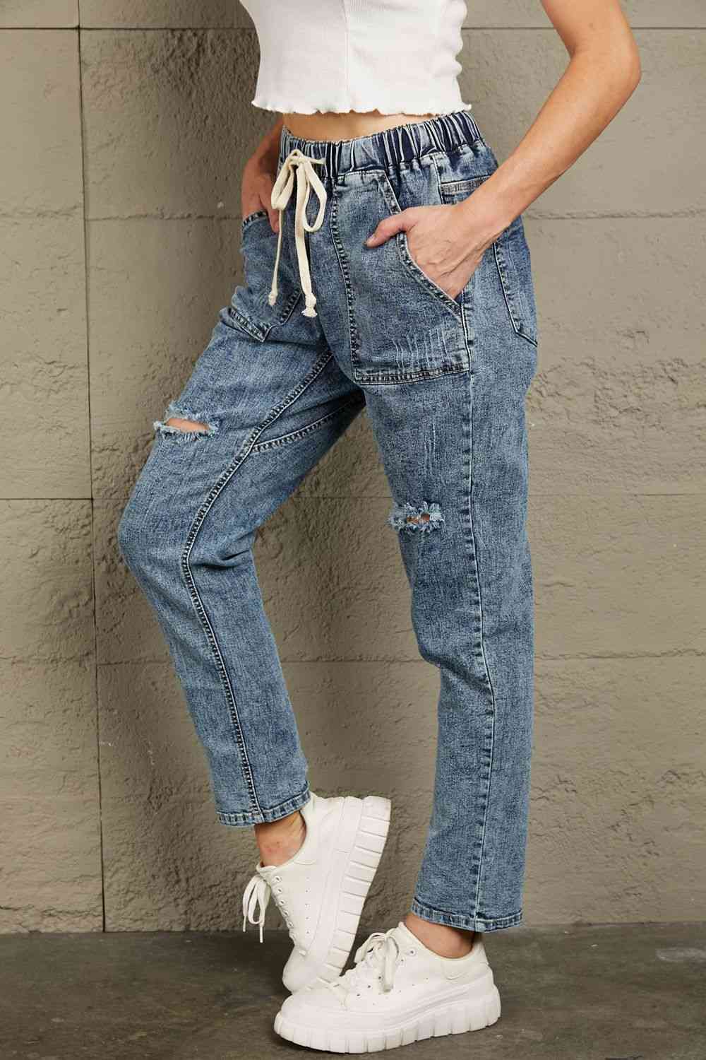 Drawstring Denim Joggers