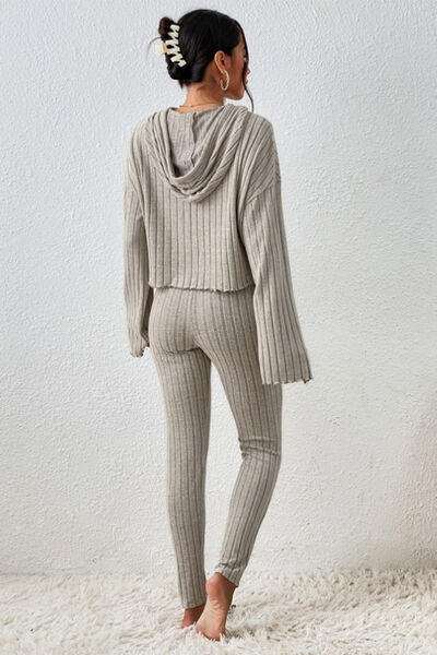 Dropped Shoulder Hooded Top and Pants Set
