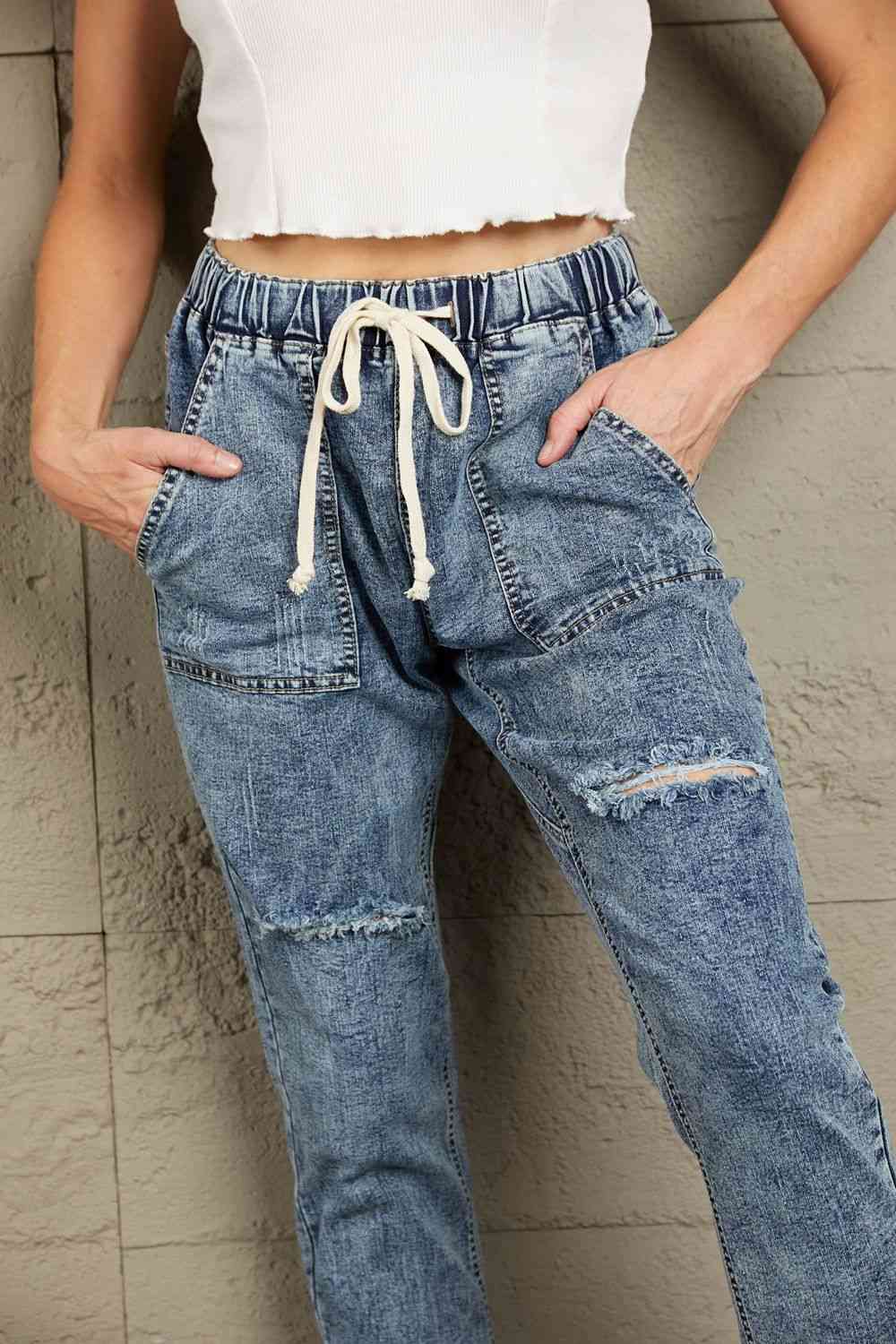 Drawstring Denim Joggers